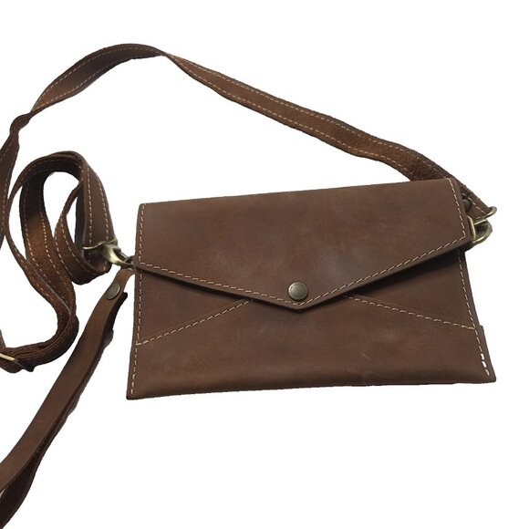 Portland Leather Goods Brown Crossbody Envelope Purse - Picture 11 of 13